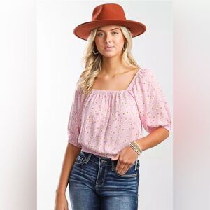 Billabong Pink Sun City Floral Top. Size M